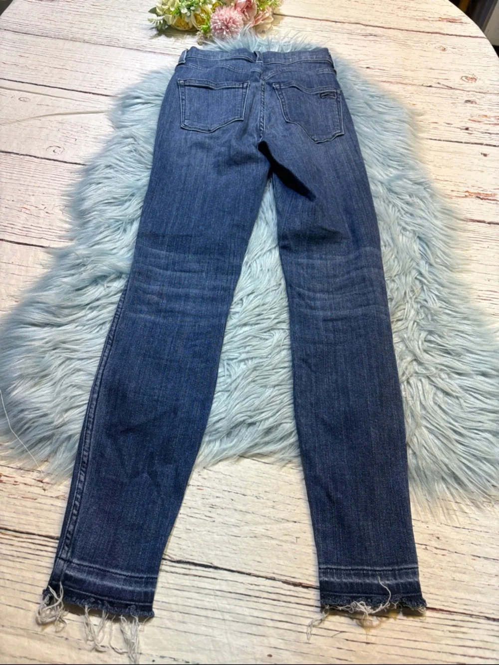AYR Indigo High Rise Skinny Jeans with Frayed Hem Sz 24